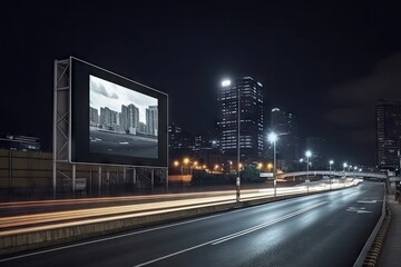 Fototapeta na wymiar futuristic city,billboard mockup,outdoor advertising