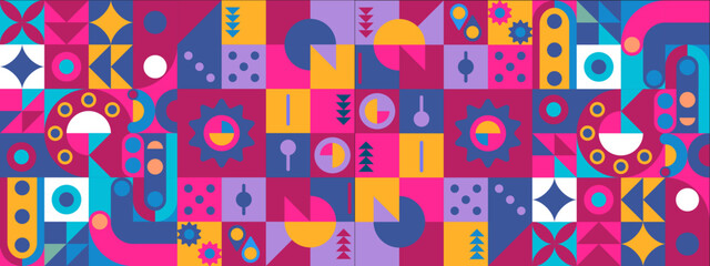 vector flat mosaic background with geometric shapes