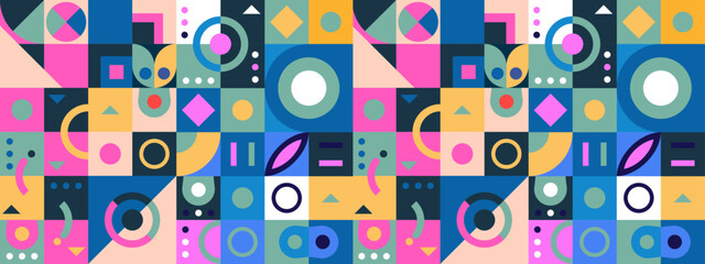 vector flat mosaic horizontal business card template