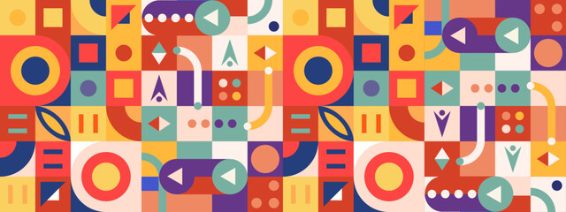 vector flat mosaic horizontal business card template