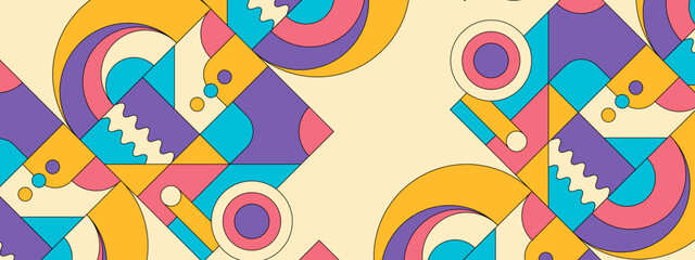 vector flat mosaic horizontal banners