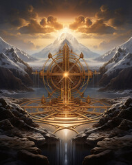 Mountain data visualization scene