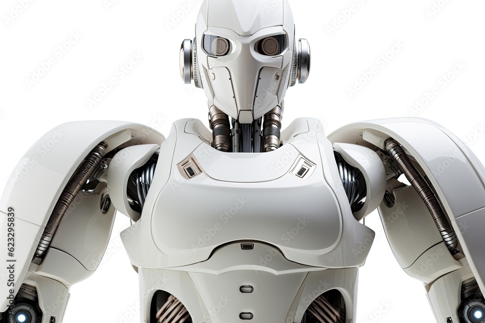 Aufkleber hovering robot in a futuristic cityscape. generative ai