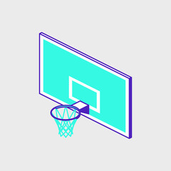 Basketball hoop and backboard isometric vector illustration © oelhoem