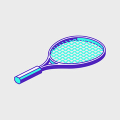 Tennis racket isometric vector illustration