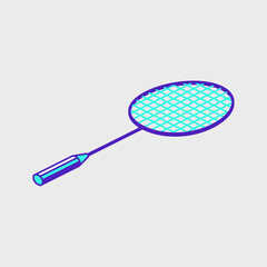 Badminton racket isometric vector illustration