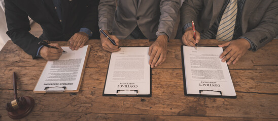 Full concentration at work. correctly sign contracts with clients, Sign and Execute Binding...