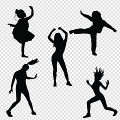 cute girl with elder girl dancing pose vector file