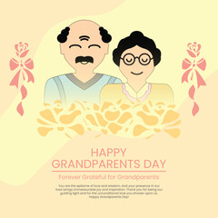 grand parents day wishing post design with flowers vector file