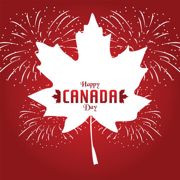 canada day wishing post with Fireworks vector file