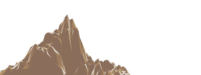 3D render low poly stone mountain. Rock terrain.