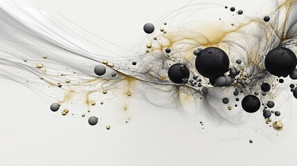 Abstract paint drops mixed on white background with swirls and stains. Non-mixing fluids pattern. Generative AI