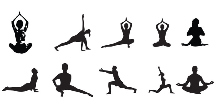 yoga poses all different art design vector file