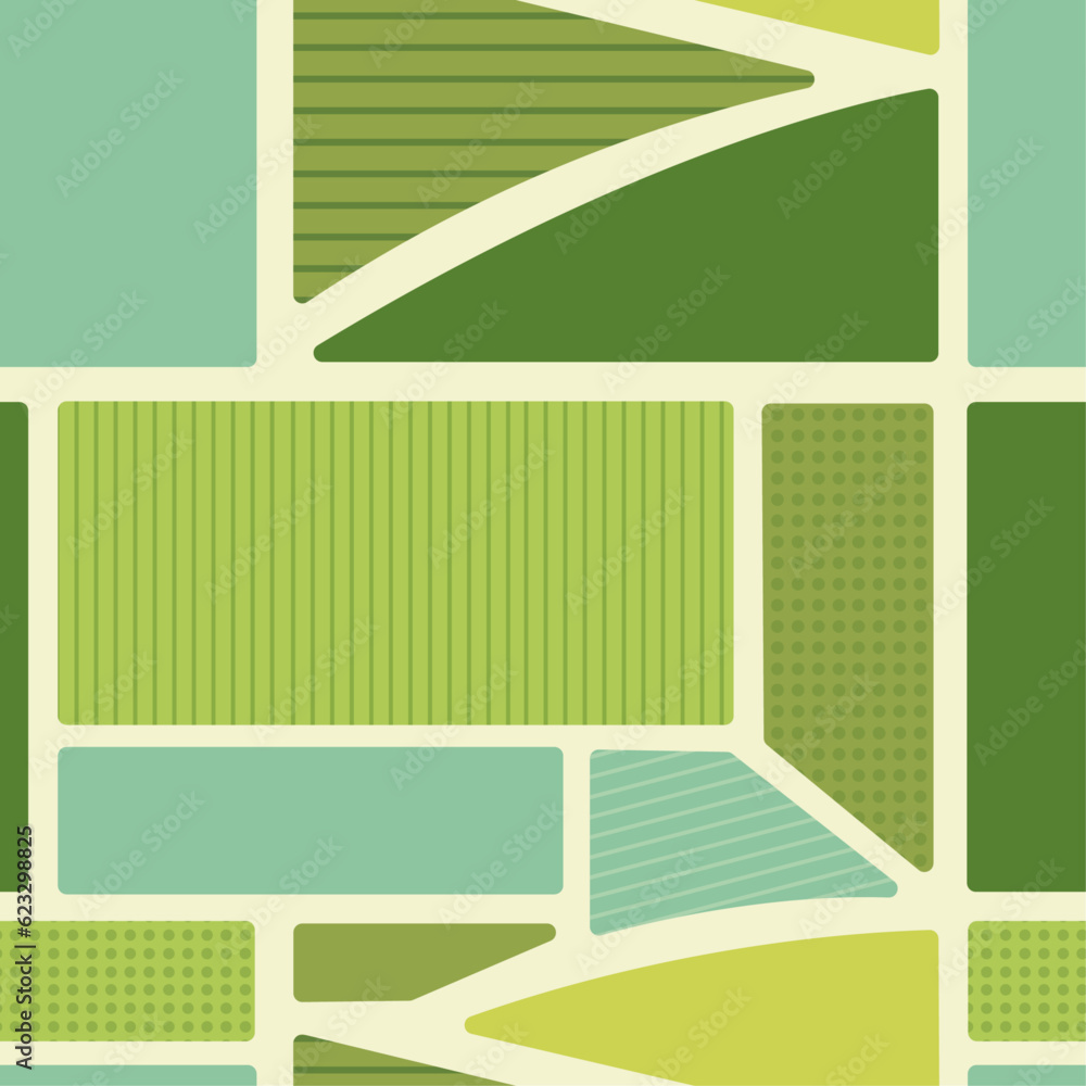Wall mural abstract green field seamless vector pattern. contemporary, modern, flat graphic style illustration. - Wall murals