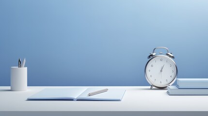 Realistic Clock on Workplace for Business Concept. Time Management and Self Organization. Generative Ai