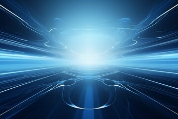 Abstract futuristic background with fractal horizon in sky blue tones
 - obrazy, fototapety, plakaty