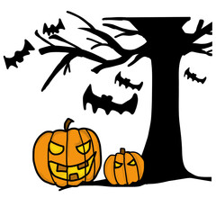 Fototapeta premium halloween pumpkin and bats