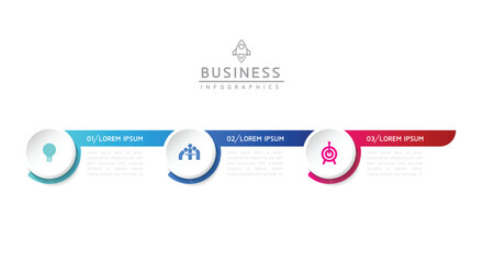 Vector infographic business presentation template with circular interconnection with 3 options.