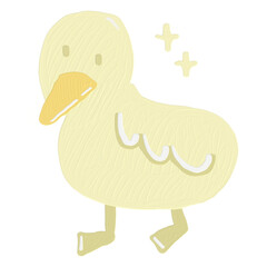 Cute duck cartoon character hand drawn oil paint style	