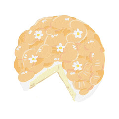 Orange cake with white flower on top illustration