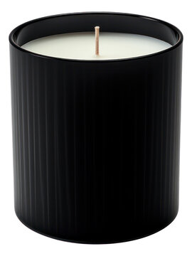Black glass candle isolated.