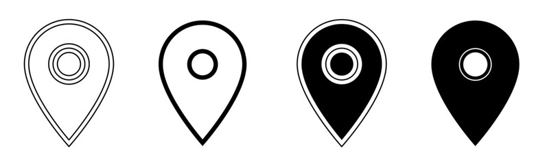 Black and white illustration of a location. Location icon collection with line. Stock vector illustration.