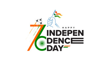 76 Years Happy Indian Independence Day Celebration Typographic Design vector illustration