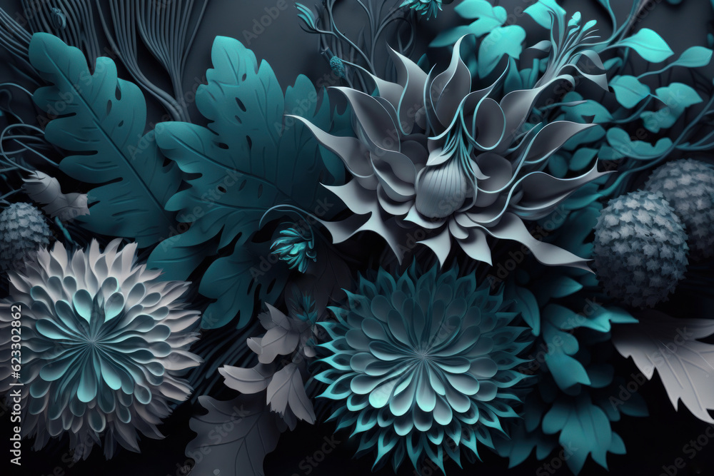 Aufkleber generative ai illustration of abstract geometric composition,digital art works. computer generated g
