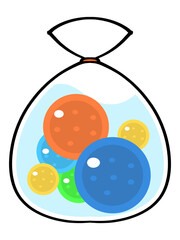 袋入りスーパーボールのイラスト素材