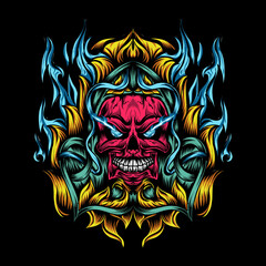 Obraz premium Skull illustrations with carved ornaments are very suitable for use in event t-shirt designs and branding logos, cool t-shirt design illustrations.