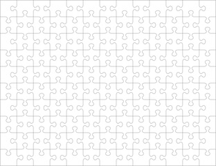 Jigsaw puzzle blank template or cutting guidelines of 130 transparent pieces. Classic style pieces are easy to separate (every piece is a single shape). 
