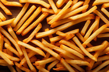 background potato chip food french fry top meal tasty snack fat. Generative AI.