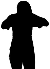 Digital png illustration of silhouette of woman on transparent background