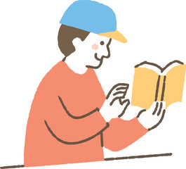 本のページをめくろうとする男性_色