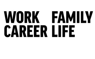 Digital png illustration of work family career life text on transparent background