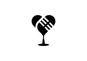 microphone and heart illustration logo