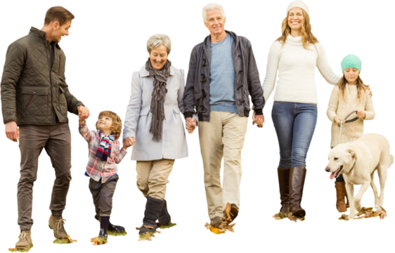 Digital png photo of caucasian family with dog on transparent background