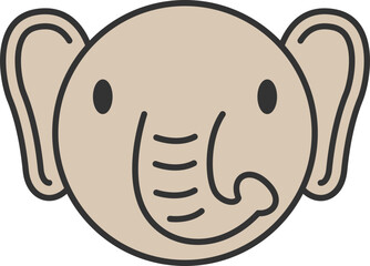 Elephant line filled icon. Animal icon simple style.