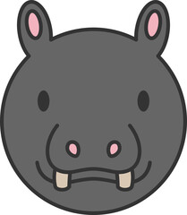 Hippo line filled icon. Animal icon simple style.