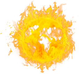 Digital png illustration of flames and fire in circle on transparent background
