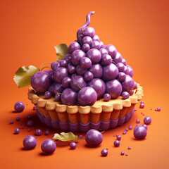 3d illustration of grape pie shape