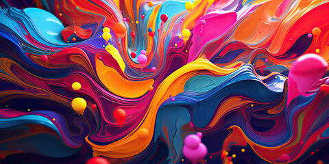 Obraz na płótnie Canvas Liquid paint psychedelic swirls. Trippy abstract acrylic background. Generative AI