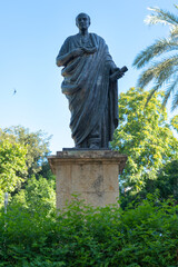 Statue of the philosopher Senca in a park in Cordoba, Spain.