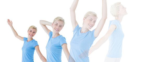 Obraz premium Digital png illustration of happy caucasian woman on transparent background