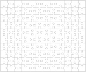 Jigsaw puzzle blank template or cutting guidelines of 120 transparent pieces. Classic style pieces are easy to separate (every piece is a single shape). 

