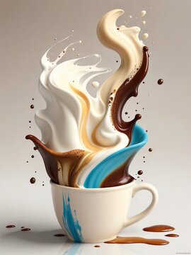 Abstract, fantasy drink, cup with splashes and drops.
