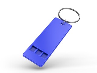 Flat Safety Whistle Blank Template, 3d illustration.