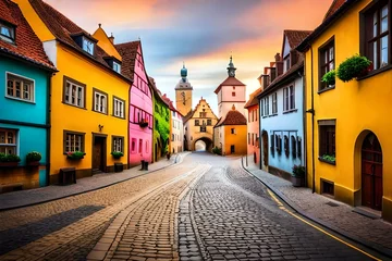 Foto op Plexiglas Smal steegje street in the beautiful country colourful houses