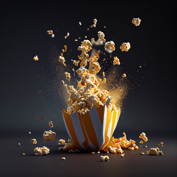 Popcorn Exploding From Inside The Popcorn Box