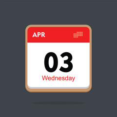 wednesday 01 april icon with black background, calender icon